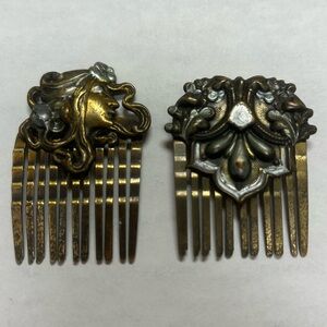 Two Vintage Art Nouveau-Style Mid Century Hair Combs